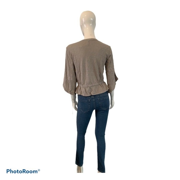 New M By Wilt 3/4 Flared Sleeves Gray Blouse XS Top Classic Shirt cotton size 2 - Picture 7 of 10